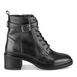 Bottines NOIR Femme CUIR Motif Uni Lacets