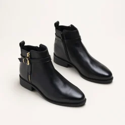Bottines NOIR Femme CUIR Motif Uni Fermeture éclair