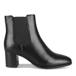 Bottines NOIR Femme CUIR Motif Uni Elastique