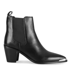 Bottines NOIR Femme CUIR Motif Uni Elastique