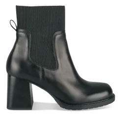 Bottines NOIR Femme CUIR Motif Uni Elastique