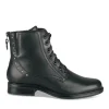 Bottines NOIR Femme CUIR Motif Clouté Lacets