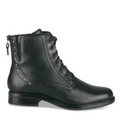 Bottines NOIR Femme CUIR Motif Clouté Lacets