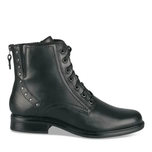 Bottines NOIR Femme CUIR Motif Clouté Lacets