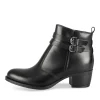 Bottines NOIR Femme CUIR Motif Uni Boucle + Fermeture éclair