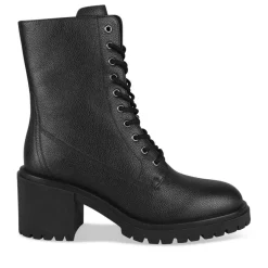 Bottines NOIR Femme CUIR Motif Uni Lacets