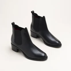 Bottines NOIR Femme CUIR Motif Uni A Enfiler