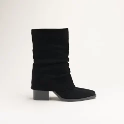 Bottines NOIR Femme CUIR Motif Uni A Enfiler