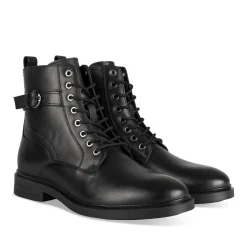 Bottines NOIR Femme CUIR Motif Uni A Enfiler