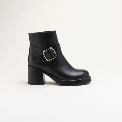 Bottines NOIR Femme CUIR Motif Uni Fermeture éclair
