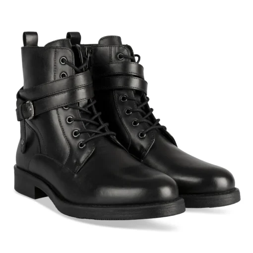 Bottines NOIR Femme CUIR Motif Uni A Enfiler