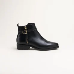 Bottines NOIR Femme CUIR Motif Uni Fermeture éclair