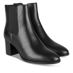 Bottines NOIR Femme CUIR Motif Uni Elastique