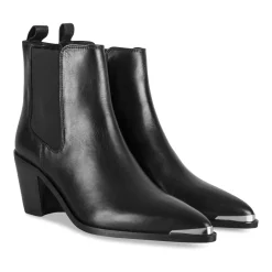 Bottines NOIR Femme CUIR Motif Uni Elastique