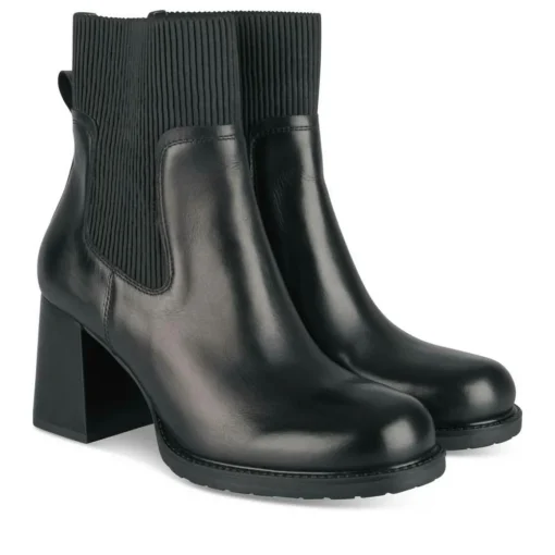 Bottines NOIR Femme CUIR Motif Uni Elastique