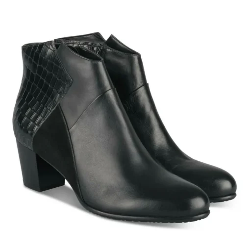 Bottines NOIR Femme CUIR Motif Animal Fermeture éclair