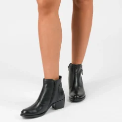 Bottines NOIR Femme CUIR Motif Uni Fermeture éclair