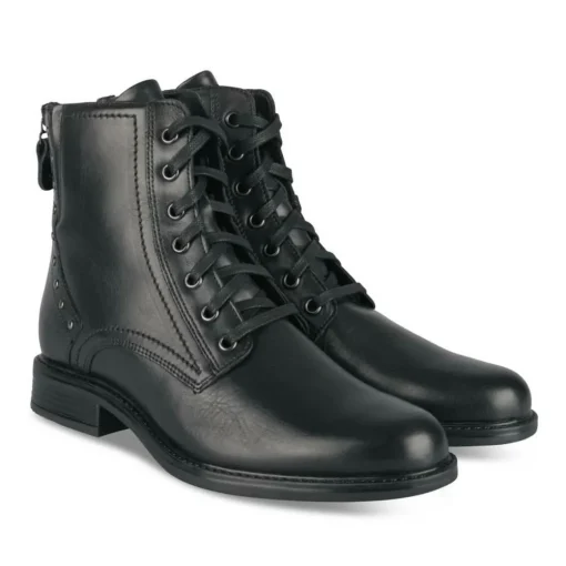 Bottines NOIR Femme CUIR Motif Clouté Lacets