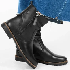 Bottines NOIR Femme CUIR Motif Uni Fermeture éclair