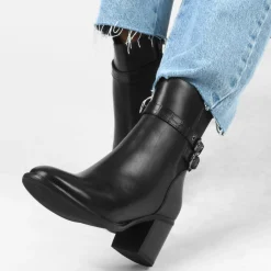 Bottines NOIR Femme CUIR Motif Animal Fermeture éclair