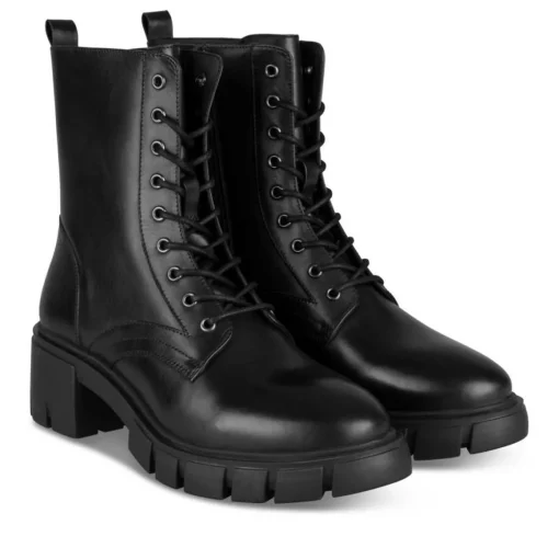 Bottines NOIR Femme CUIR Motif Uni Elastique