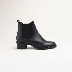 Bottines NOIR Femme CUIR Motif Uni A Enfiler