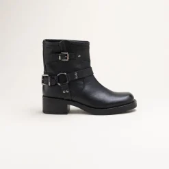 Bottines NOIR Femme CUIR Motif Uni A Enfiler