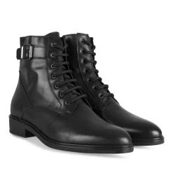 Bottines NOIR Femme CUIR Motif Uni Lacets