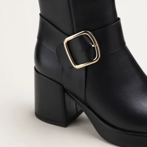 Bottines NOIR Femme CUIR Motif Uni Fermeture éclair