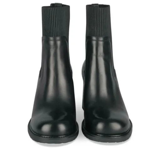 Bottines NOIR Femme CUIR Motif Uni Elastique