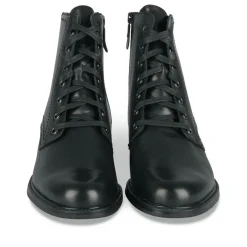 Bottines NOIR Femme CUIR Motif Clouté Lacets