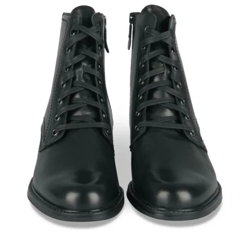 Bottines NOIR Femme CUIR Motif Clouté Lacets