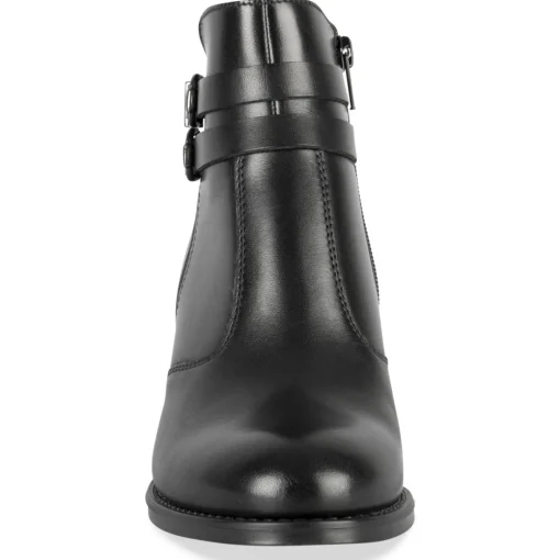 Bottines NOIR Femme CUIR Motif Uni Boucle + Fermeture éclair