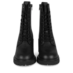 Bottines NOIR Femme CUIR Motif Uni Lacets
