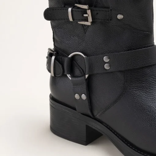 Bottines NOIR Femme CUIR Motif Uni A Enfiler