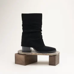 Bottines NOIR Femme CUIR Motif Uni A Enfiler