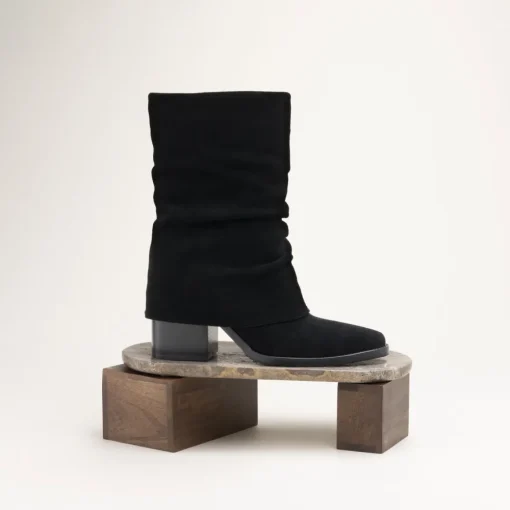 Bottines NOIR Femme CUIR Motif Uni A Enfiler