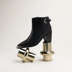 Bottines NOIR Femme CUIR Motif Uni Fermeture éclair