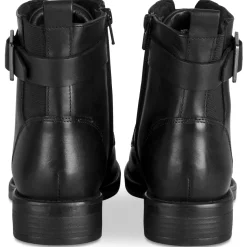 Bottines NOIR Femme CUIR Motif Uni Lacets + Fermeture éclair
