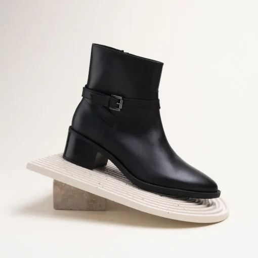 Bottines NOIR Femme CUIR Motif Uni Fermeture éclair