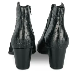 Bottines NOIR Femme CUIR Motif Animal Fermeture éclair