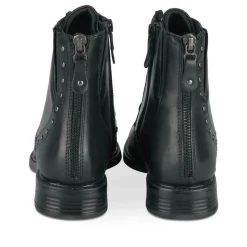 Bottines NOIR Femme CUIR Motif Clouté Lacets