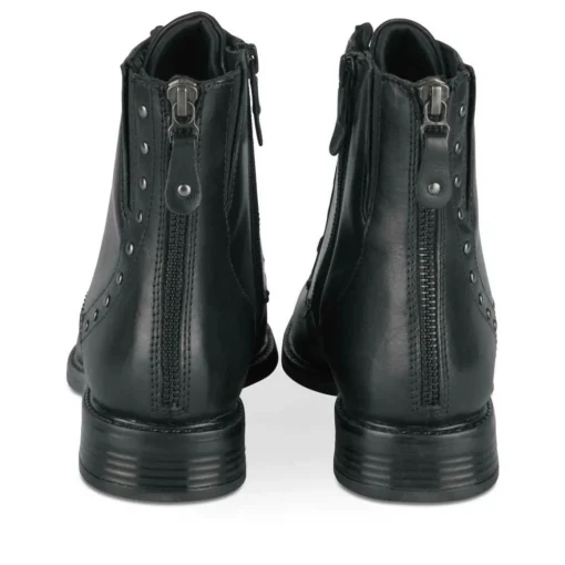 Bottines NOIR Femme CUIR Motif Clouté Lacets