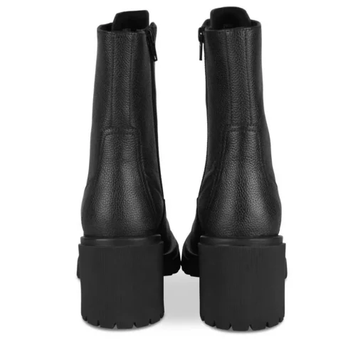 Bottines NOIR Femme CUIR Motif Uni Lacets