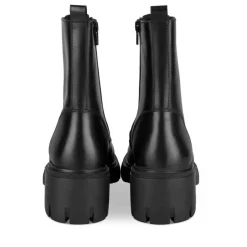 Bottines NOIR Femme CUIR Motif Uni Elastique