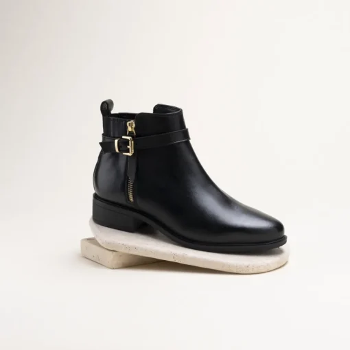 Bottines NOIR Femme CUIR Motif Uni Fermeture éclair