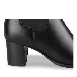 Bottines NOIR Femme CUIR Motif Uni Elastique