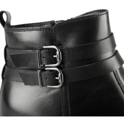 Bottines NOIR Femme CUIR Motif Uni Boucle + Fermeture éclair