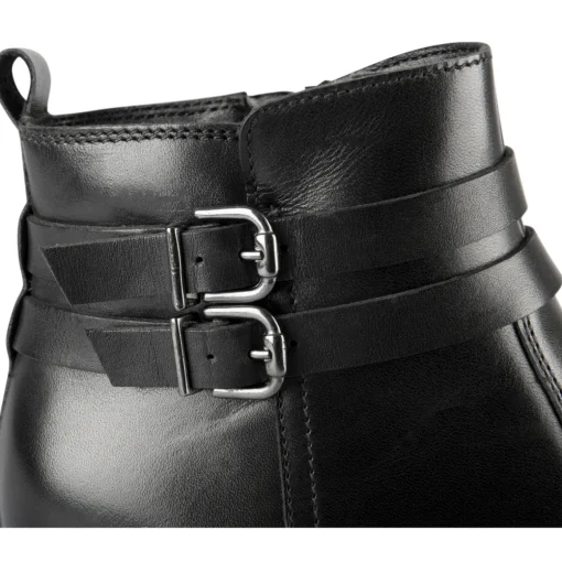 Bottines NOIR Femme CUIR Motif Uni Boucle + Fermeture éclair