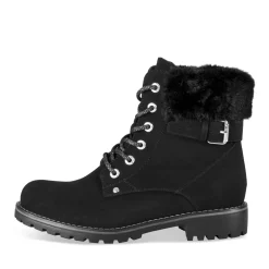 Bottines NOIR Femme Motif Fausse Fourrure Lacets